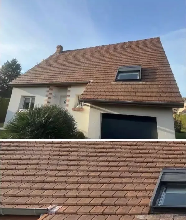 Nettoyage par traitement anti mousse sur maison individuelle à Thionville