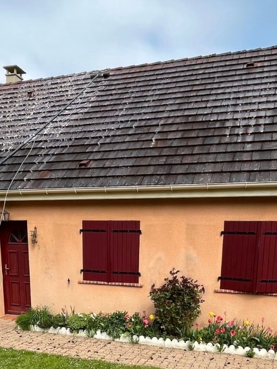 Rénovation et démoussage de toiture en tuiles à Metz - avant